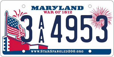 MD license plate 3AA4953