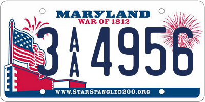 MD license plate 3AA4956