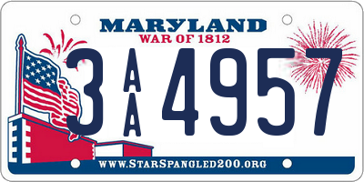 MD license plate 3AA4957