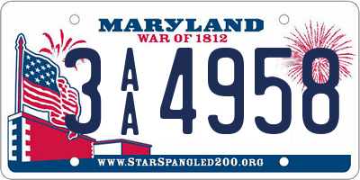 MD license plate 3AA4958