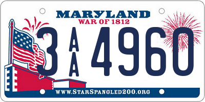 MD license plate 3AA4960