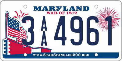 MD license plate 3AA4961