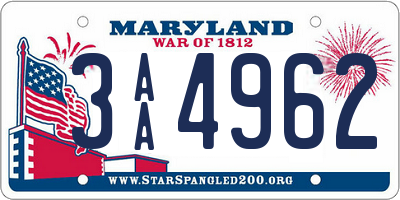 MD license plate 3AA4962