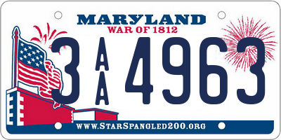 MD license plate 3AA4963