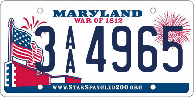 MD license plate 3AA4965