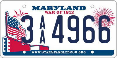 MD license plate 3AA4966