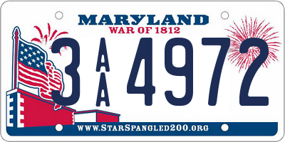 MD license plate 3AA4972