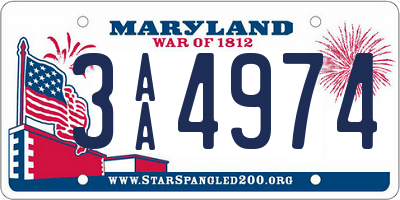 MD license plate 3AA4974