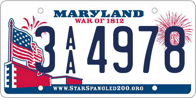 MD license plate 3AA4978