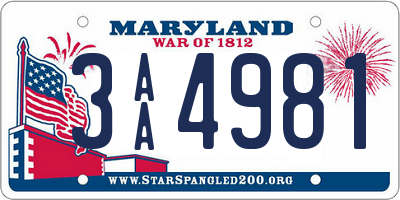 MD license plate 3AA4981