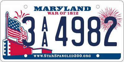 MD license plate 3AA4982