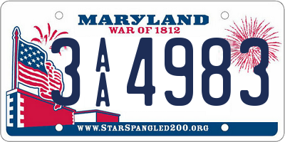 MD license plate 3AA4983