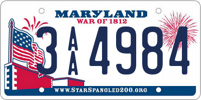 MD license plate 3AA4984