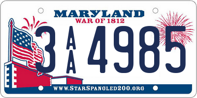 MD license plate 3AA4985