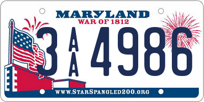 MD license plate 3AA4986