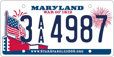 MD license plate 3AA4987