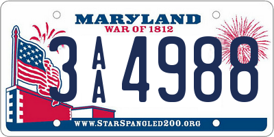 MD license plate 3AA4988