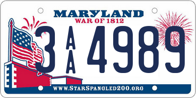 MD license plate 3AA4989