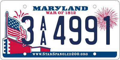 MD license plate 3AA4991