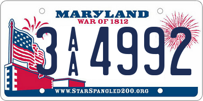 MD license plate 3AA4992