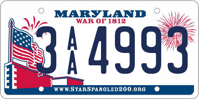 MD license plate 3AA4993