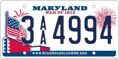 MD license plate 3AA4994