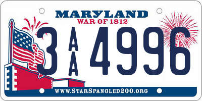 MD license plate 3AA4996