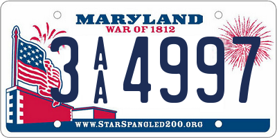 MD license plate 3AA4997