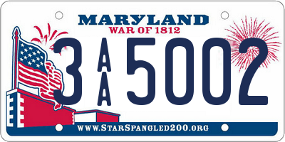 MD license plate 3AA5002