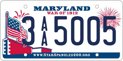 MD license plate 3AA5005