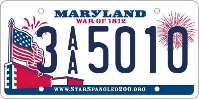 MD license plate 3AA5010