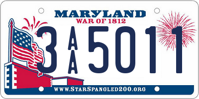 MD license plate 3AA5011