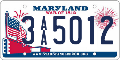 MD license plate 3AA5012