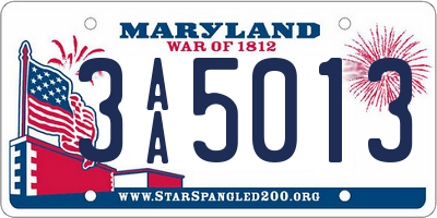 MD license plate 3AA5013