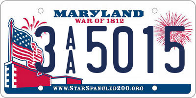 MD license plate 3AA5015