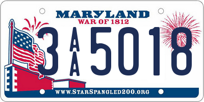 MD license plate 3AA5018