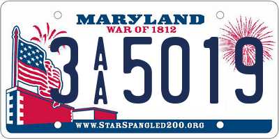 MD license plate 3AA5019