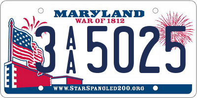 MD license plate 3AA5025