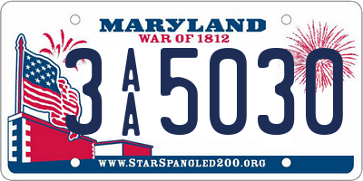 MD license plate 3AA5030