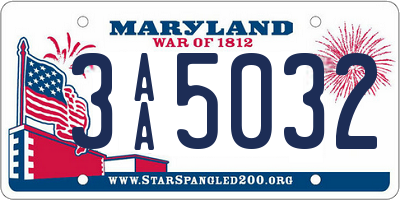 MD license plate 3AA5032