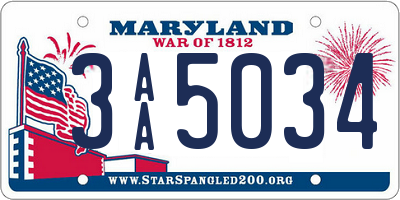 MD license plate 3AA5034