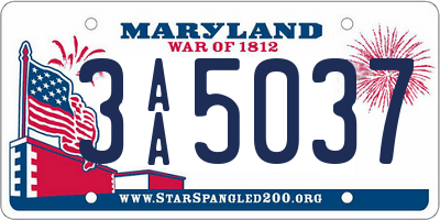 MD license plate 3AA5037