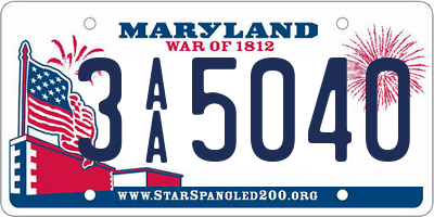 MD license plate 3AA5040