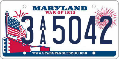 MD license plate 3AA5042