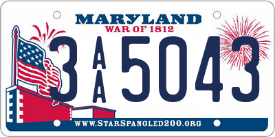 MD license plate 3AA5043