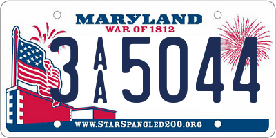 MD license plate 3AA5044