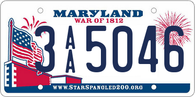 MD license plate 3AA5046