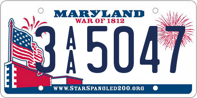 MD license plate 3AA5047