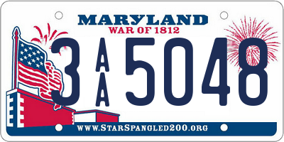 MD license plate 3AA5048