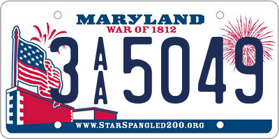 MD license plate 3AA5049